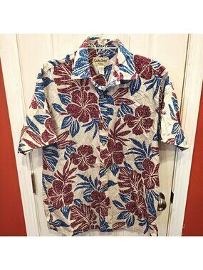 Cooke Street Honolulu Shirt Mens Medium Hibiscus Floral Aloha Button Up Tropical